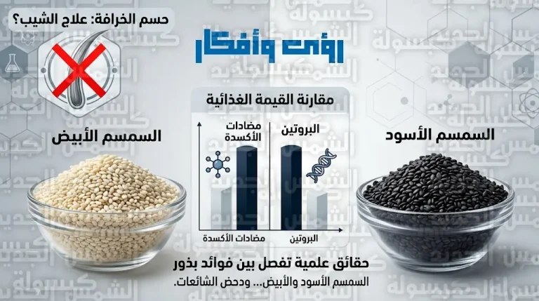 حقيقة فوائد السمسم الأسود في علاج الشيب وتحسين ضغط الدم وفق مراجعة علمية حديثة مارس 2026