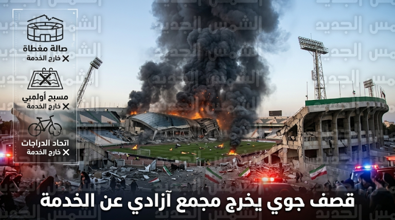 دمار واسع في مرافق مجمع آزادي الرياضي بطهران إثر ضربات جوية إسرائيلية وأمريكية