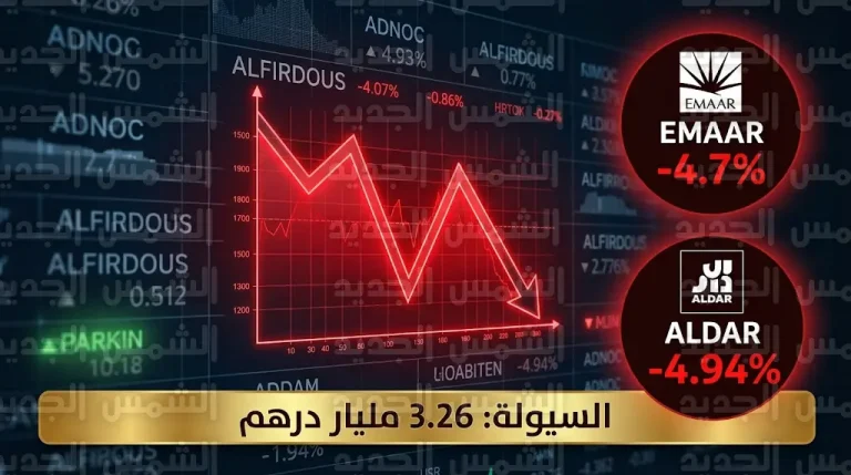 هبوط مؤشري دبي وأبوظبي بضغط من جني الأرباح والسيولة تتجاوز 3.2 مليار درهم بنهاية جلسة الأربعاء
